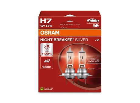 Комплект ламп H7 12V 55W PX26d NIGHT BREAKER SILVER +100% больше света
